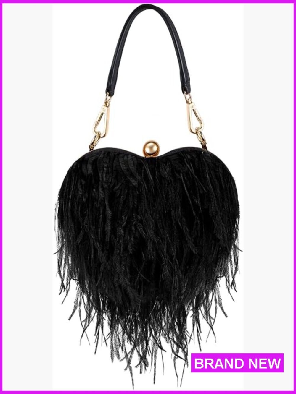 Ostrich Feather Purse Fluffy Clutch Evening Handbag Crossbody Shoulder Bag